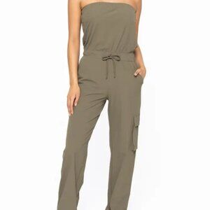 Ivy Green Tube Top Cargo Jumpsuit